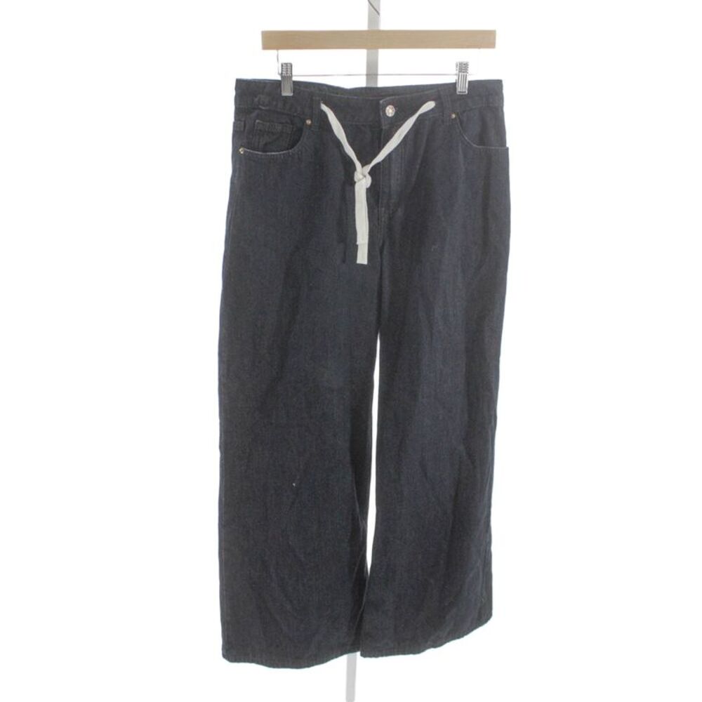 Lioness Womens Wide-Leg Jeans Blue Cotton Mid-Rise Button Size M